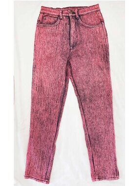80s Vintage Paloma Women's Pink Acid Wash Stretch Denim Skinny Jeans Pants 26"